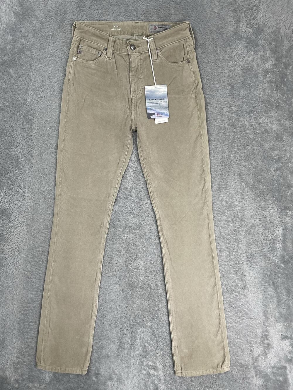 AG Adriano Goldschmied Mari High Rise Straight Jeans Womens 25 Beige Corduroy